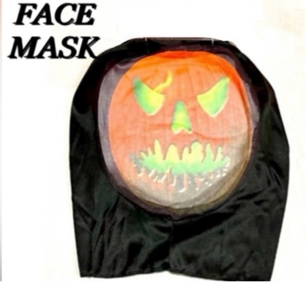 SEASONS INC midnight creatures scary spooky pumpkin mesh mask size ADULT